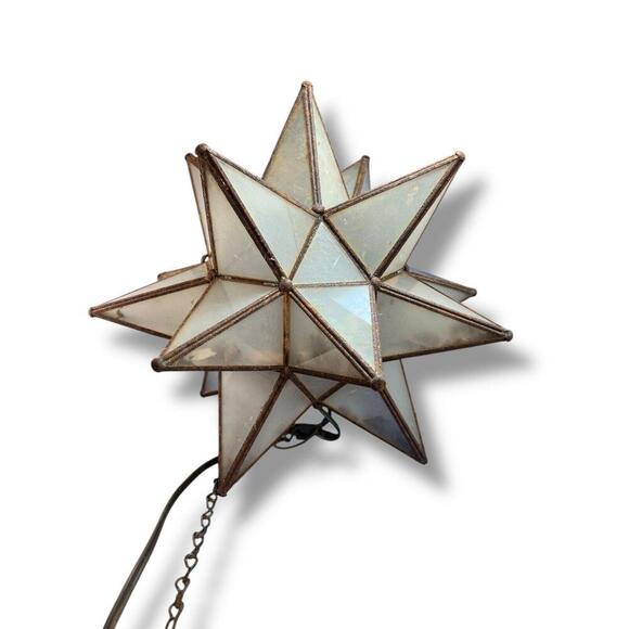 Lot of 3 Vintage Frosted White Glass Star - Picture 2 of 9